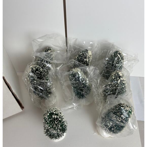 Dept. 56 Christmas Tree Village Frosted Topiary Set of 8 #5202-7 Boxed - Picture 2 of 3